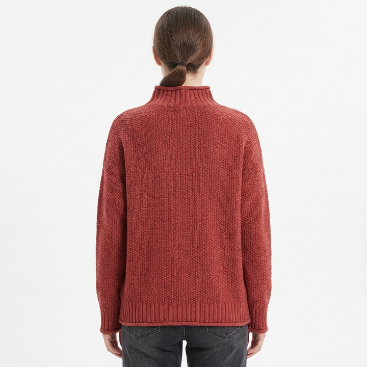 Women's Knit Oversized Pullover with Mock Neck