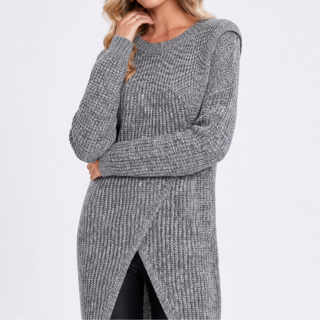 Women's Wrap Long Sleeve Knit Maxi Tunic Dress