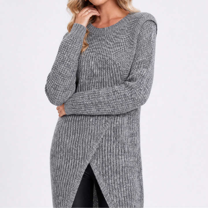 Women's Wrap Long Sleeve Knit Maxi Tunic Dress