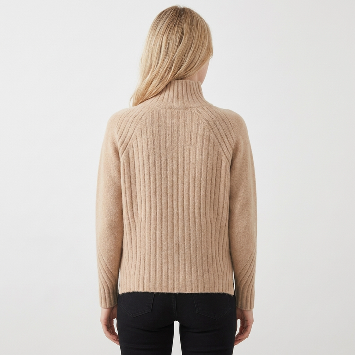 Women's Ribbed Knit Pullover with Mock Neck