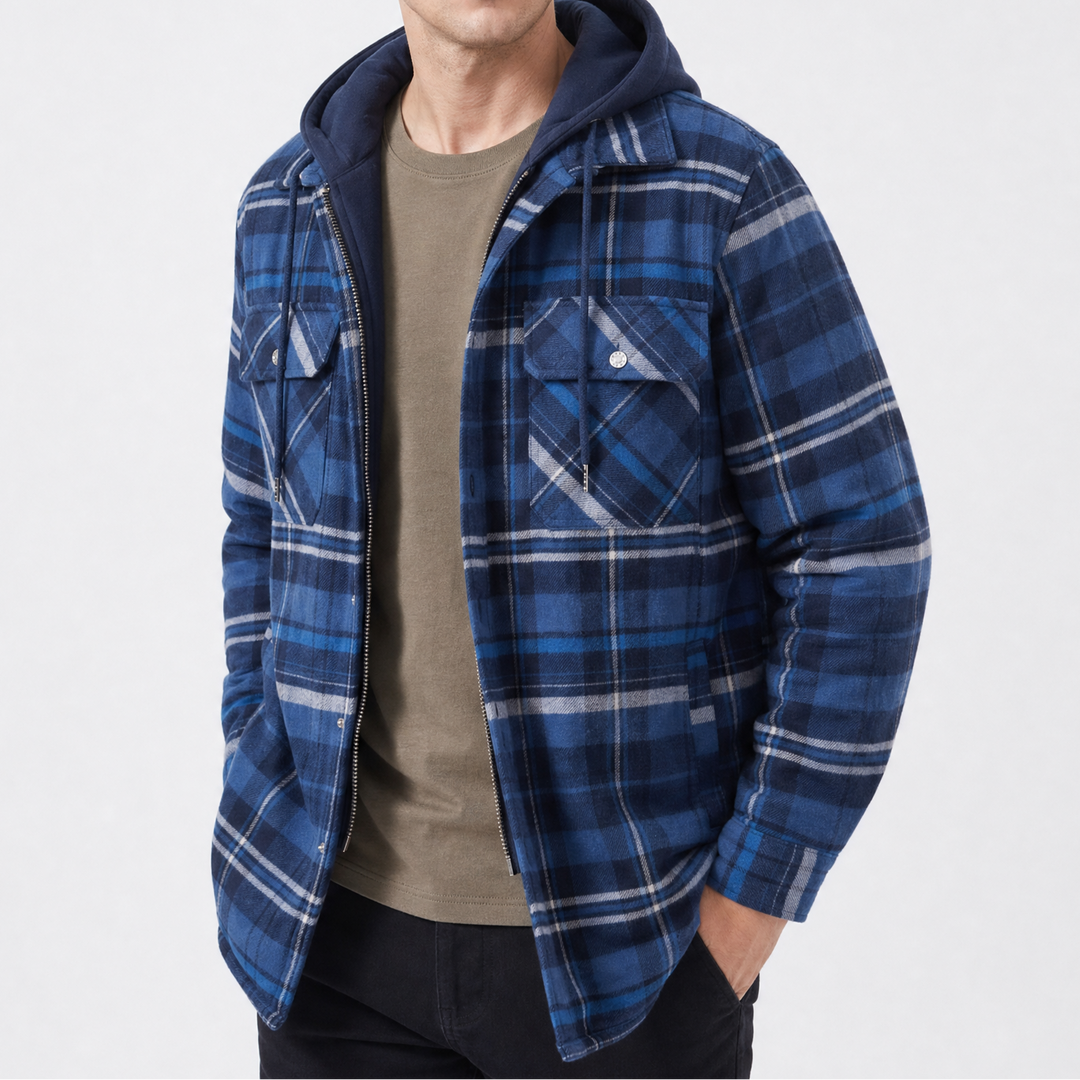 Men's Quilted Plaid Shirt Coat