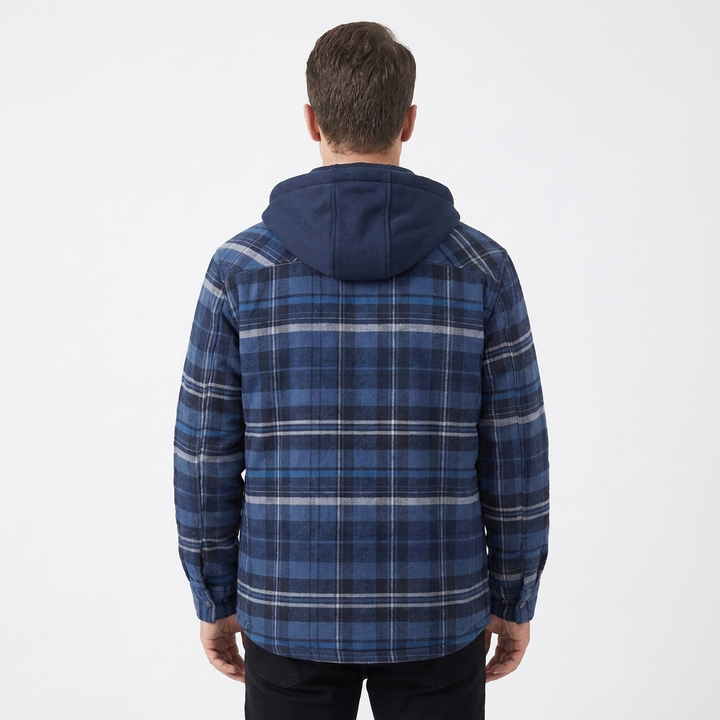 Men's Quilted Plaid Shirt Coat