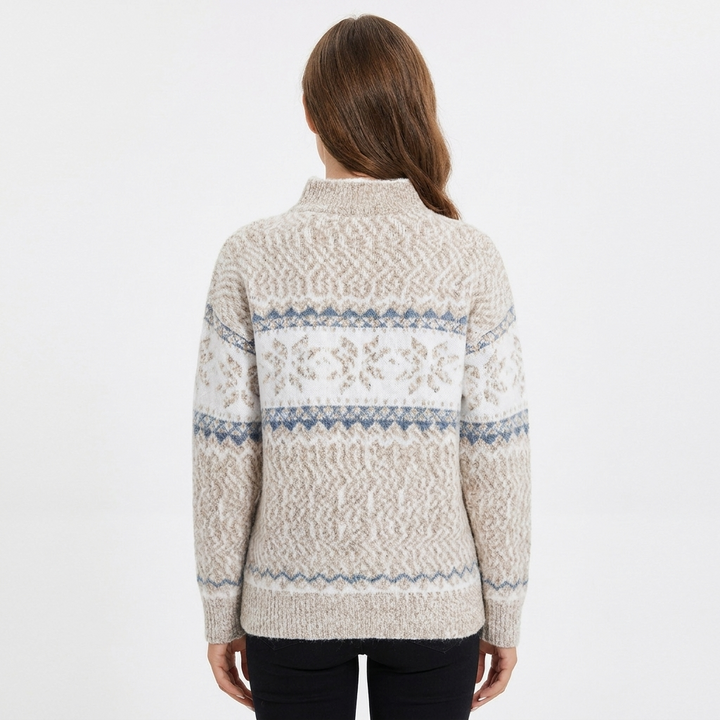 Women's Fair Isle Knit Pullover with Mock Neck