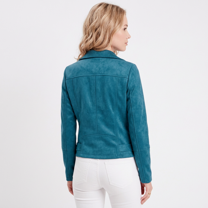 Women's Suede Cropped Biker Jacket