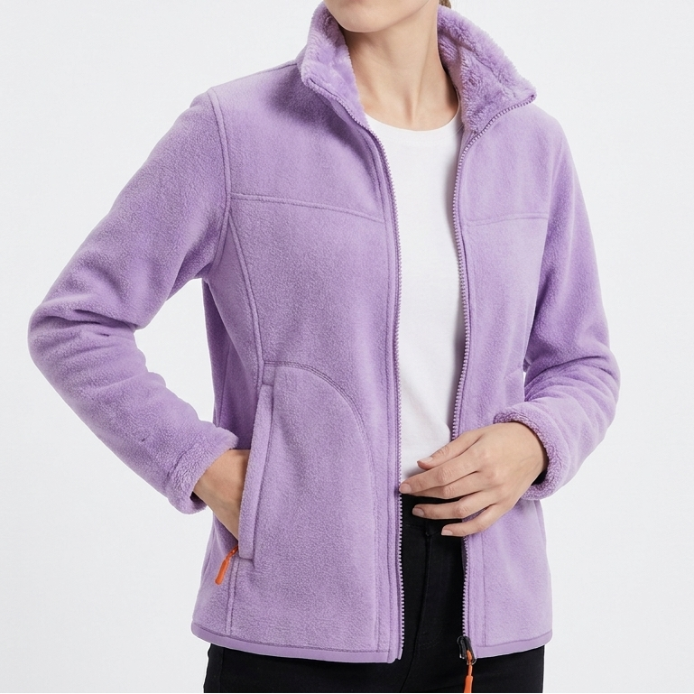 Women's Fleece Lined Jacket with Stand Collar