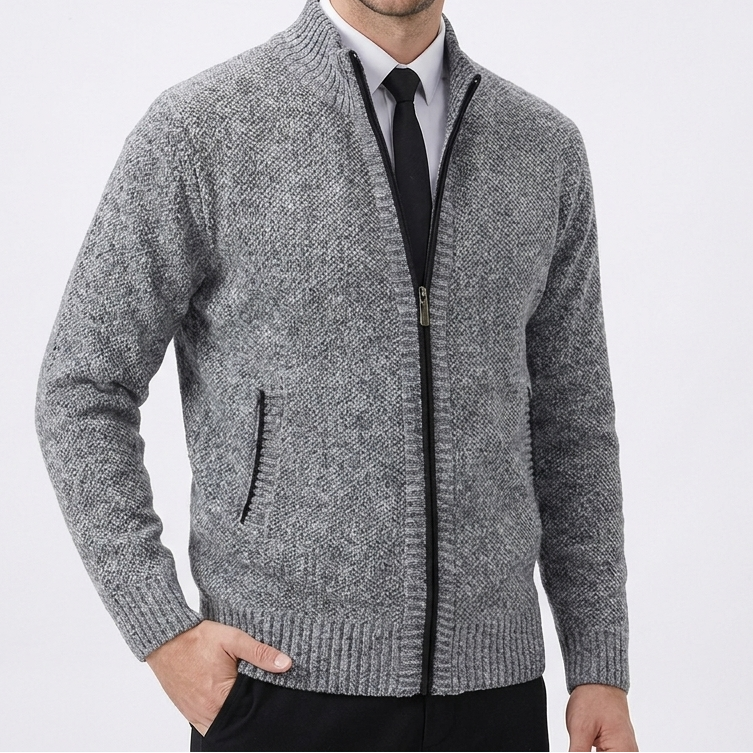Men's Knit Jumper with Stand Collar