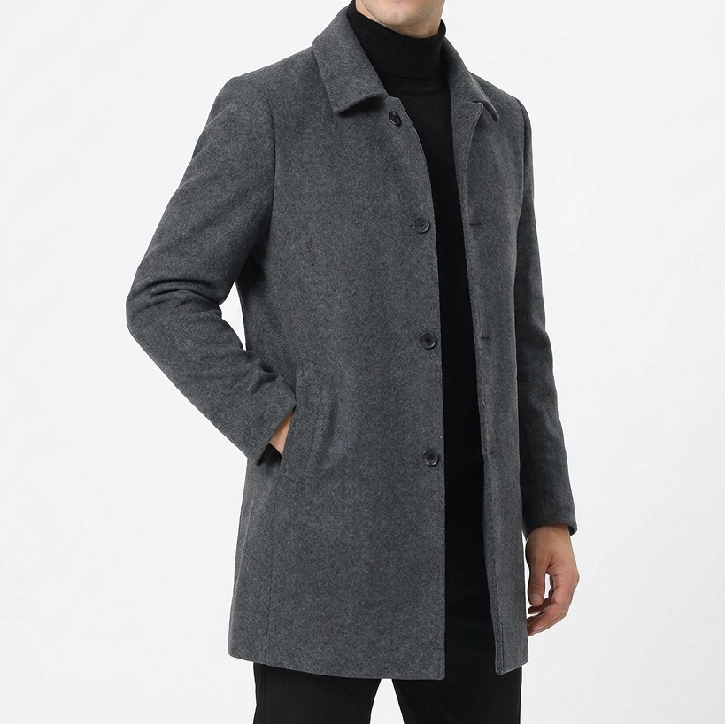 Men's Wool Blend Single-Breasted Coat
