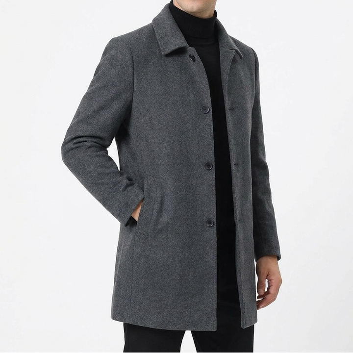 Men's Wool Blend Single-Breasted Coat