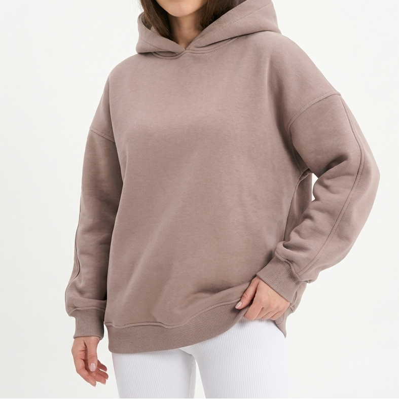 Women's Oversized Fleece Pullover with V-Neck