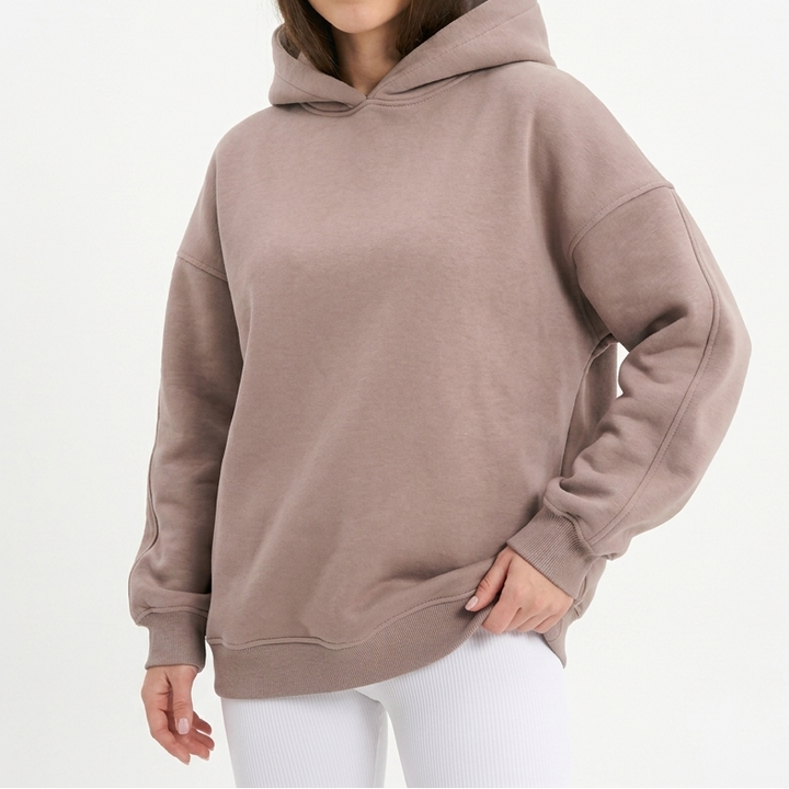 Women's Oversized Fleece Pullover with V-Neck