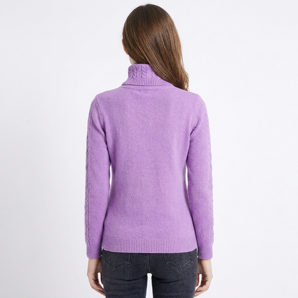 Women's Cable Knit Long Sleeve Turtleneck Jumper