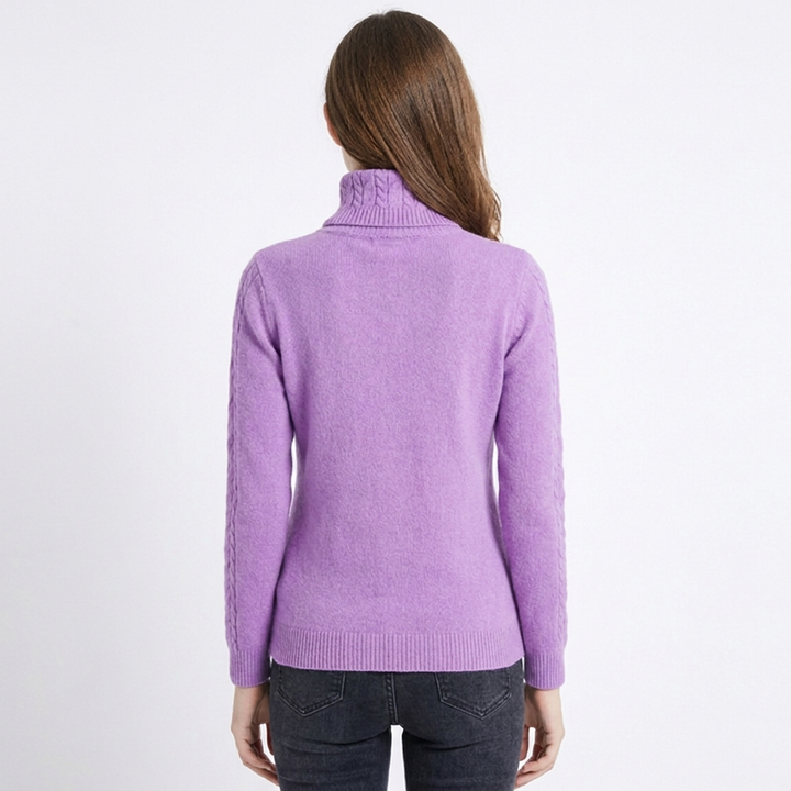 Women's Cable Knit Long Sleeve Turtleneck Jumper
