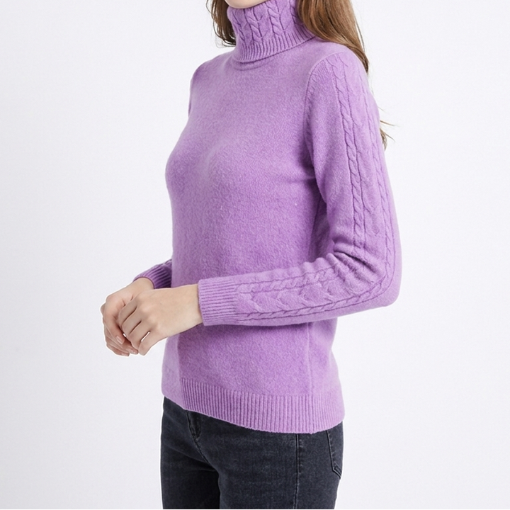 Women's Cable Knit Long Sleeve Turtleneck Jumper