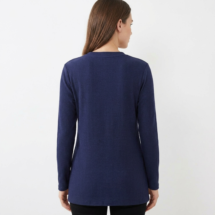 Women's Waffle Knit Henley Long Sleeve Top