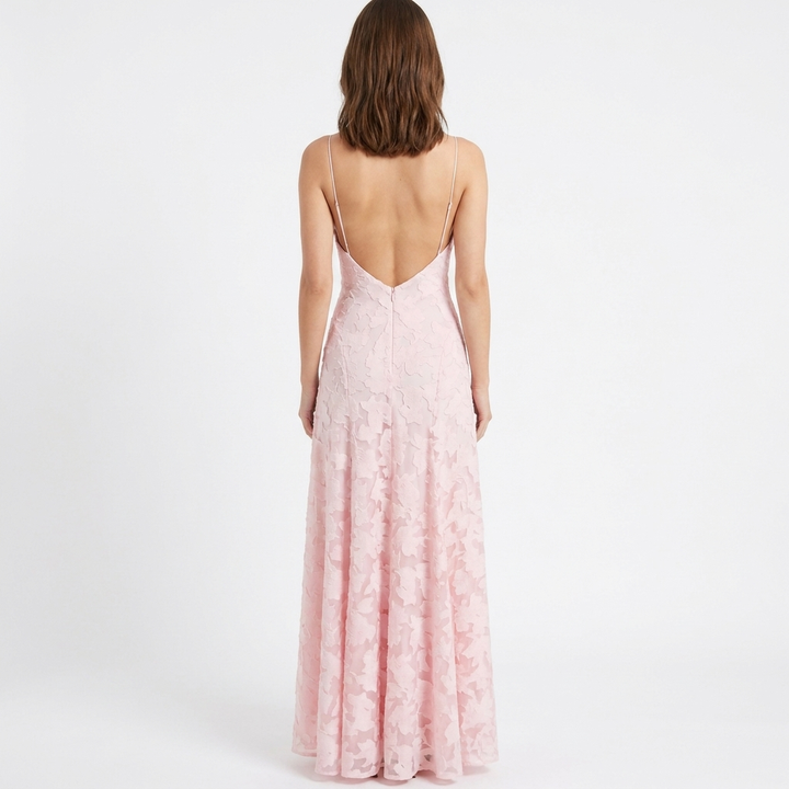 Women's Lace Square Neck A-Line Maxi Dress
