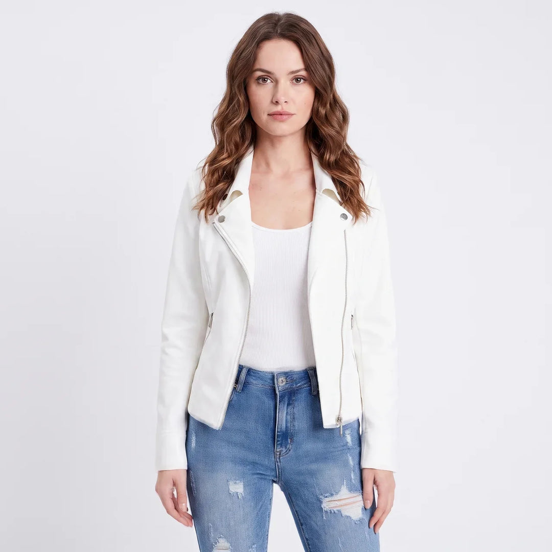 Women's Suede Moto Jacket Cropped Asymmetric Zip Biker Jacket