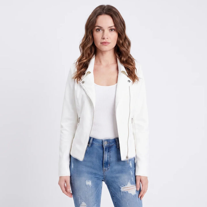 Women's Suede Moto Jacket Cropped Asymmetric Zip Biker Jacket