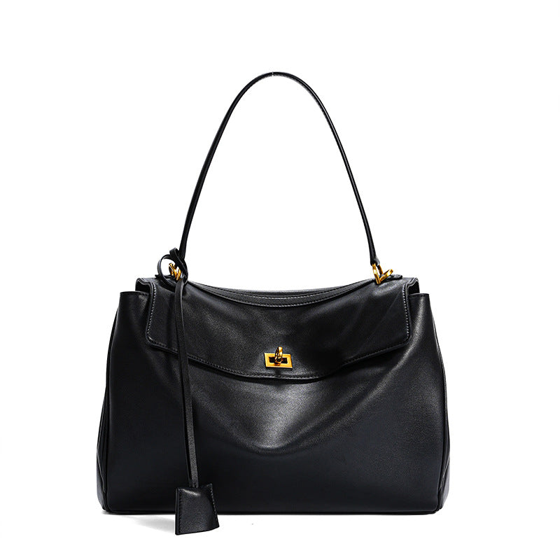 Women's Leather Shoulder Bag Large Capacity Crossbody Tote Gold Hardware