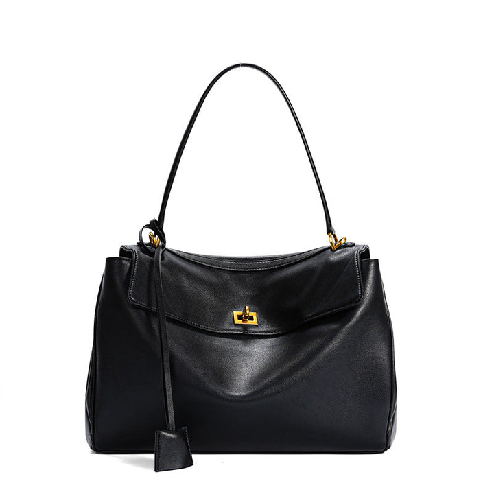Women's Leather Shoulder Bag Large Capacity Crossbody Tote Gold Hardware
