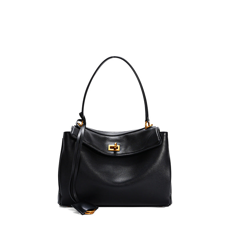 Women's Leather Shoulder Bag Large Capacity Crossbody Tote Gold Hardware