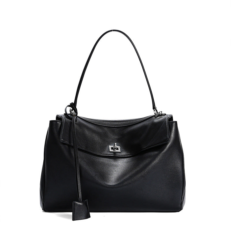 Women's Leather Shoulder Bag Large Capacity Crossbody Tote Gold Hardware