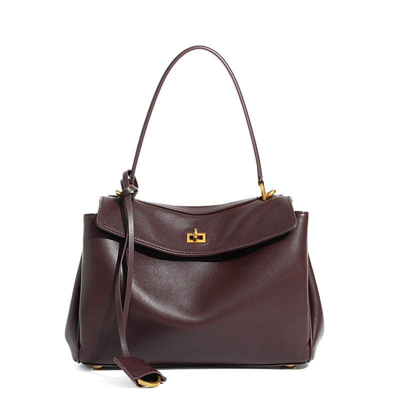 Women's Leather Shoulder Bag Large Capacity Crossbody Tote Gold Hardware