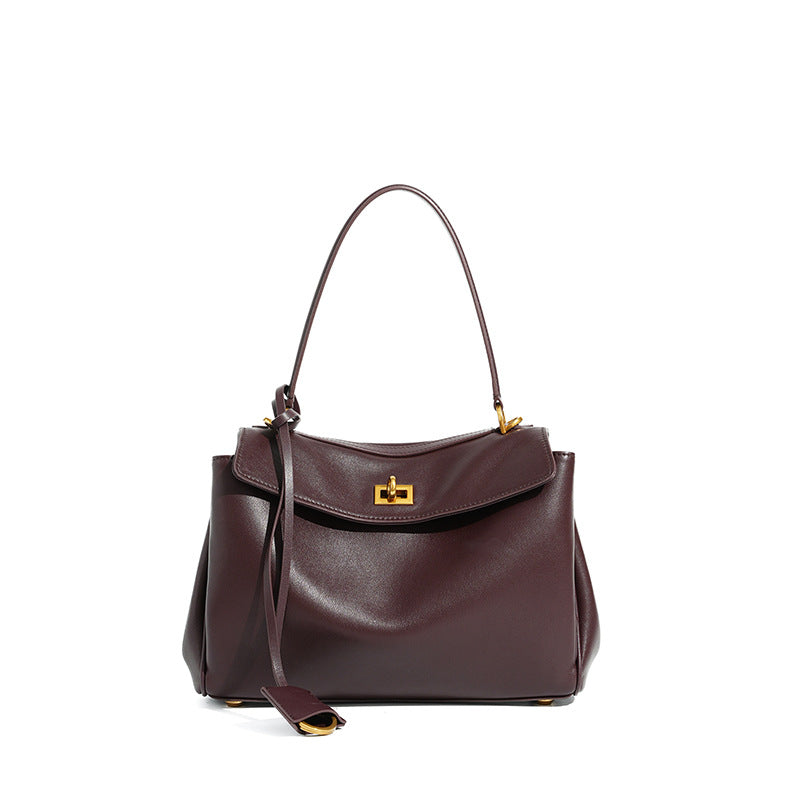 Women's Leather Shoulder Bag Large Capacity Crossbody Tote Gold Hardware