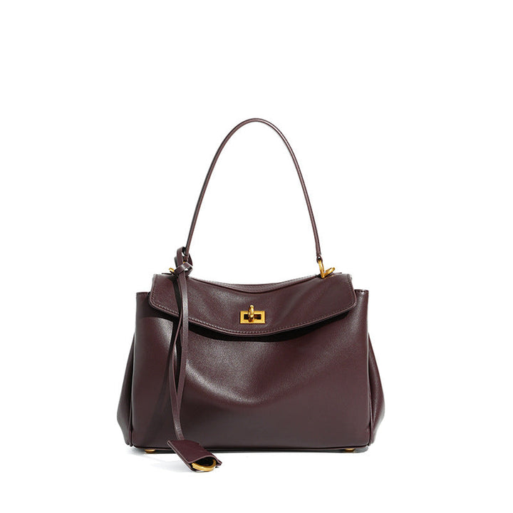 Women's Leather Shoulder Bag Large Capacity Crossbody Tote Gold Hardware
