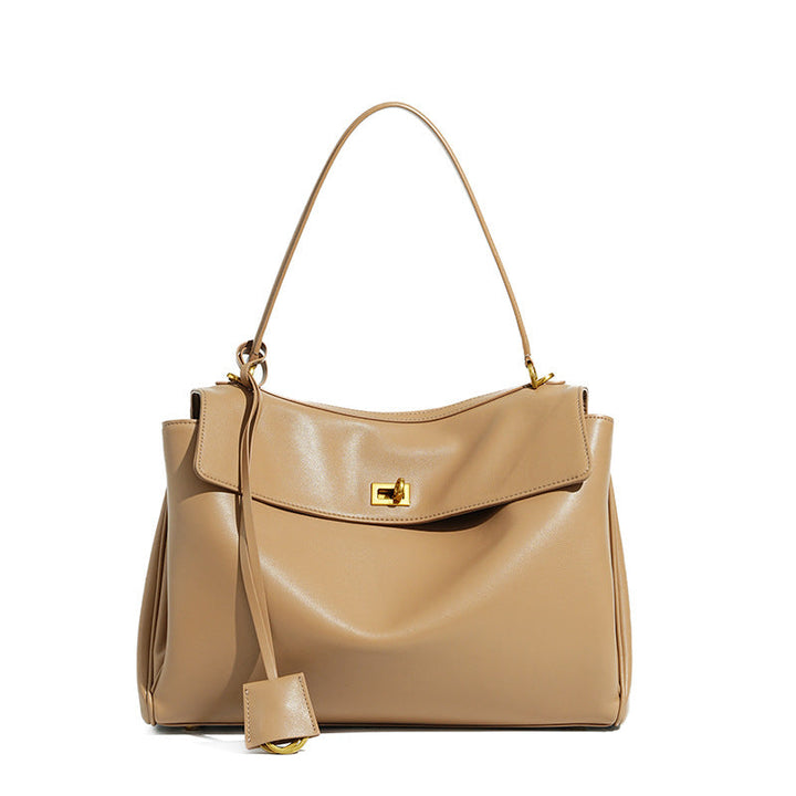 Women's Leather Shoulder Bag Large Capacity Crossbody Tote Gold Hardware