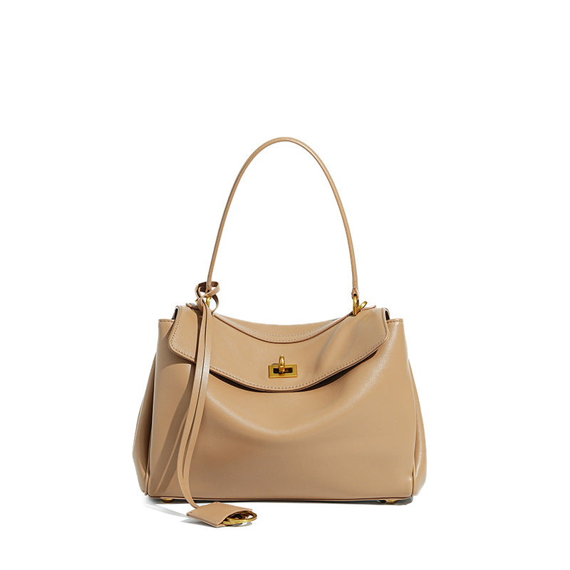 Women's Leather Shoulder Bag Large Capacity Crossbody Tote Gold Hardware