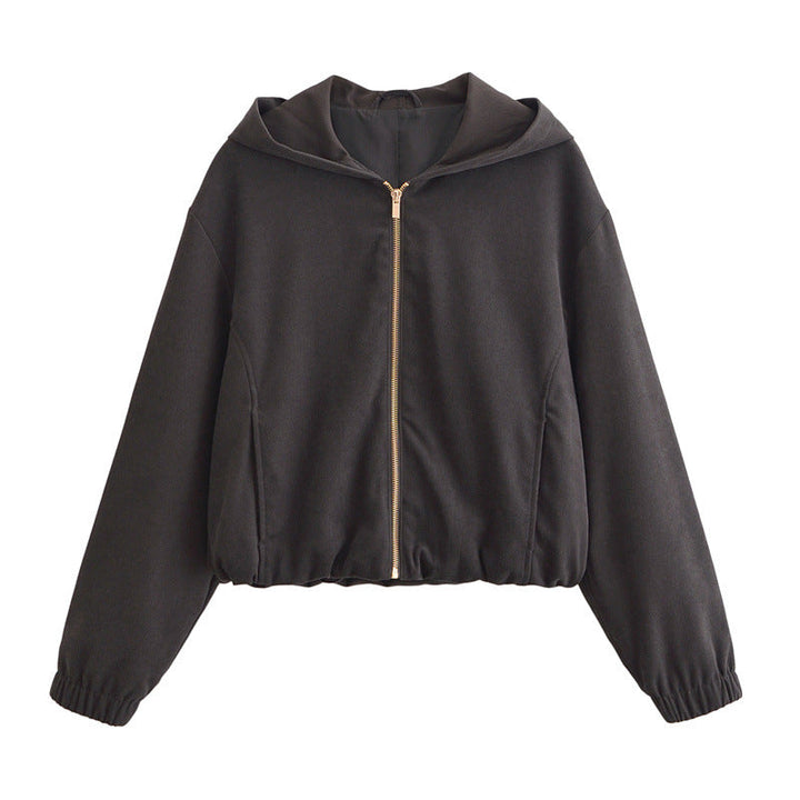 Women's Cropped Hooded Jacket and Wide-Leg Pants Set Loungewear Two-Piece