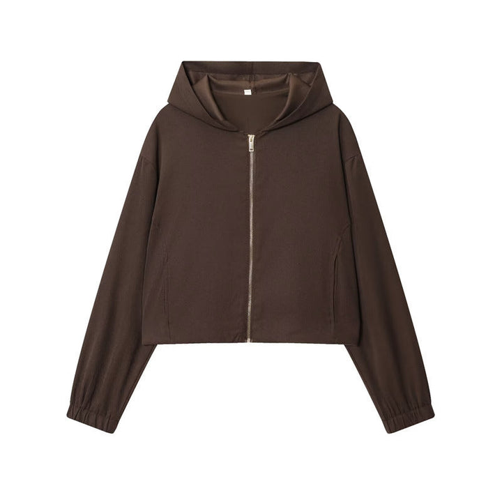 Women's Cropped Hooded Jacket and Wide-Leg Pants Set Loungewear Two-Piece