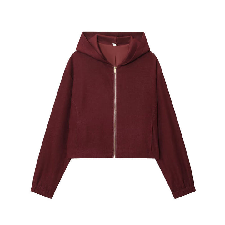 Women's Cropped Hooded Jacket and Wide-Leg Pants Set Loungewear Two-Piece