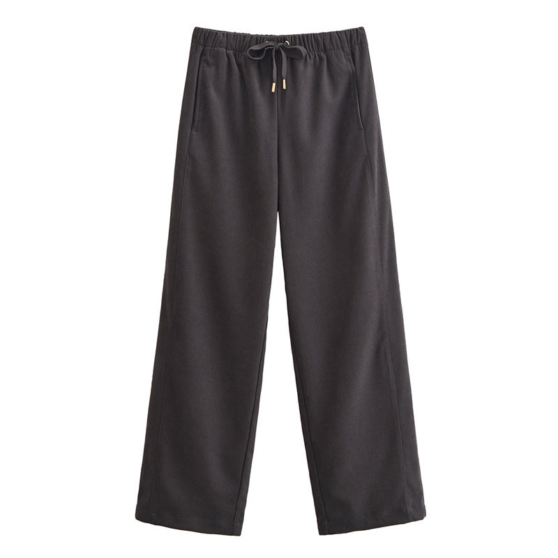 Women's Cropped Hooded Jacket and Wide-Leg Pants Set Loungewear Two-Piece
