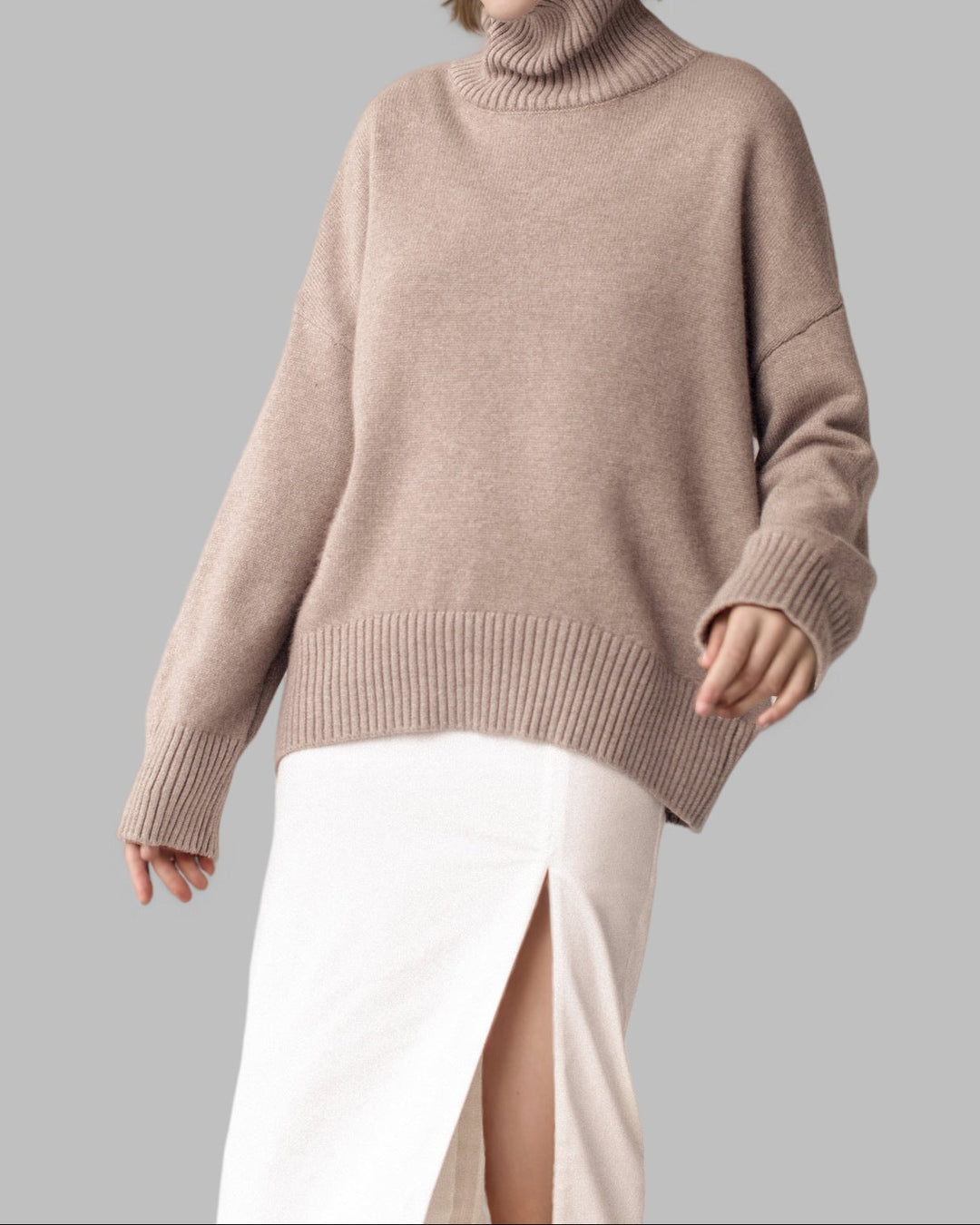 Women's Oversized Turtleneck Cap Sleeve Knit Vest