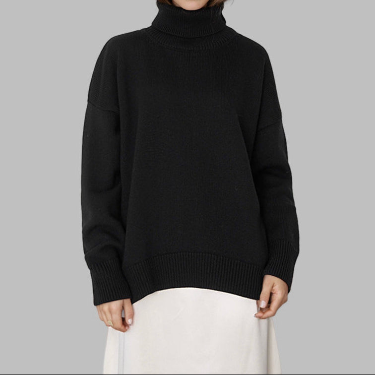 Women's Oversized Turtleneck Cap Sleeve Knit Vest