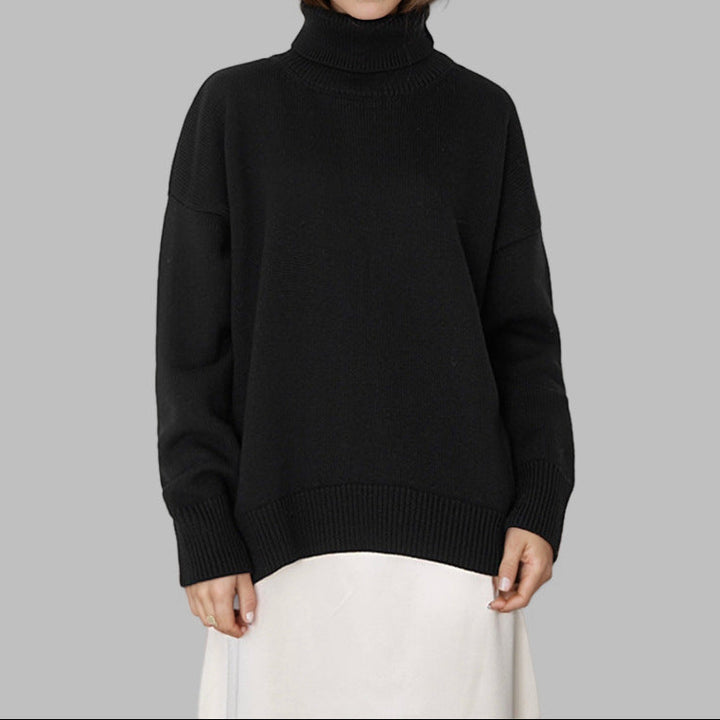 Women's Oversized Turtleneck Cap Sleeve Knit Vest