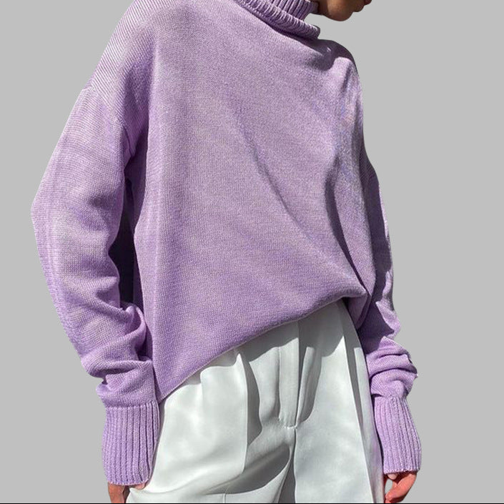 Women's Oversized Turtleneck Cap Sleeve Knit Vest