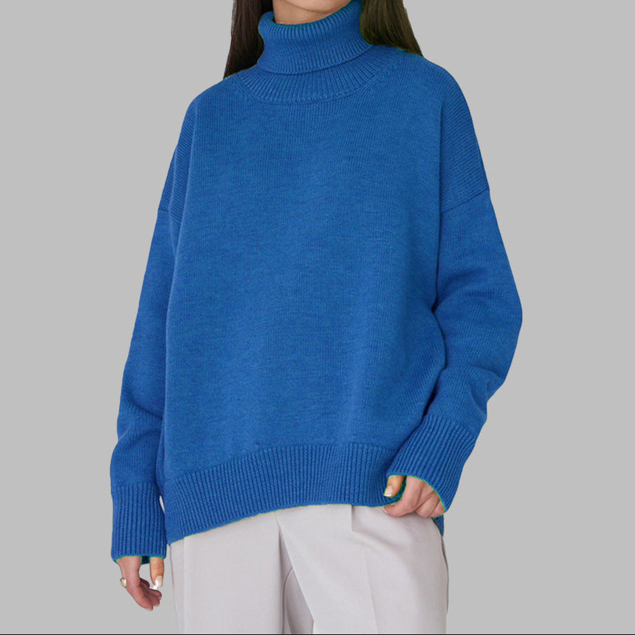 Women's Oversized Turtleneck Cap Sleeve Knit Vest