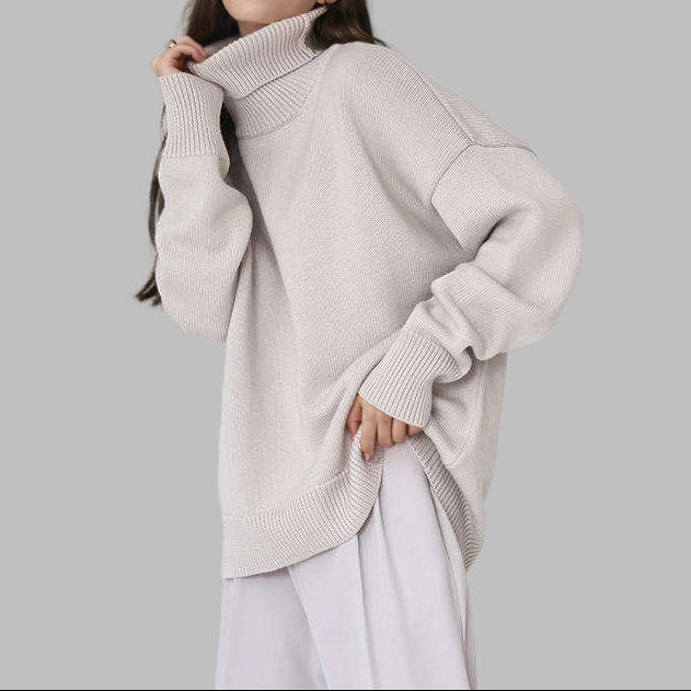 Women's Oversized Turtleneck Cap Sleeve Knit Vest