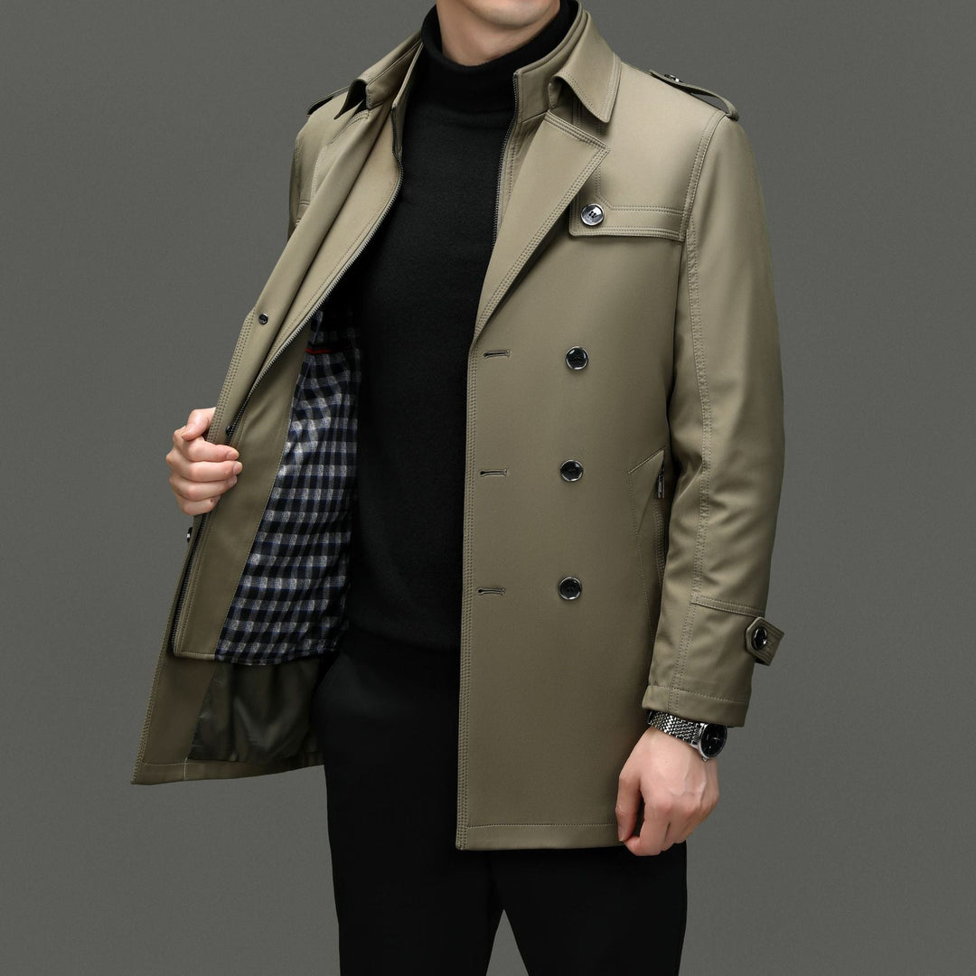 Men's Double Breasted Trench Coat Lightweight Tailored Jacket