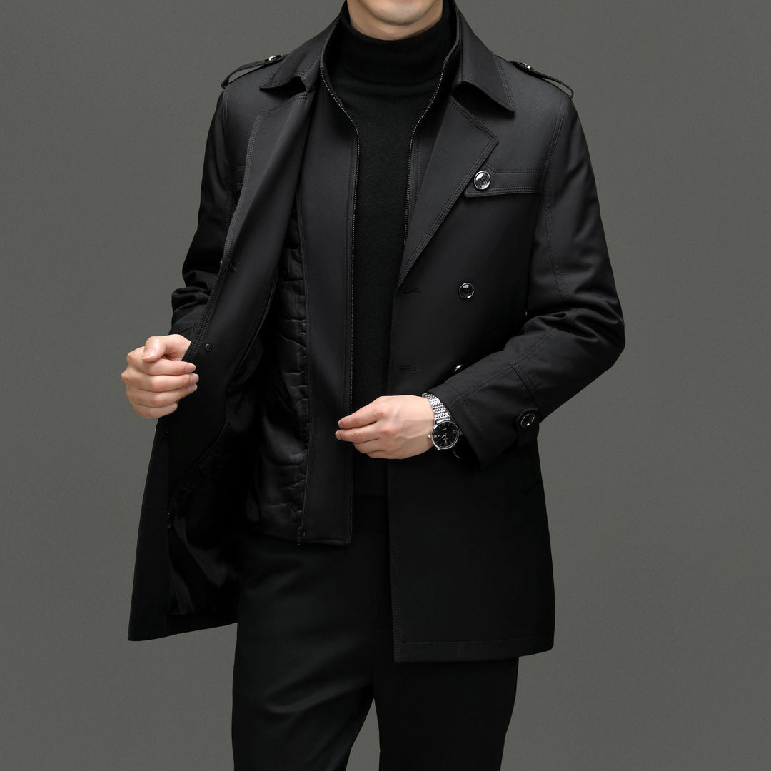 Men's Double Breasted Trench Coat Lightweight Tailored Jacket