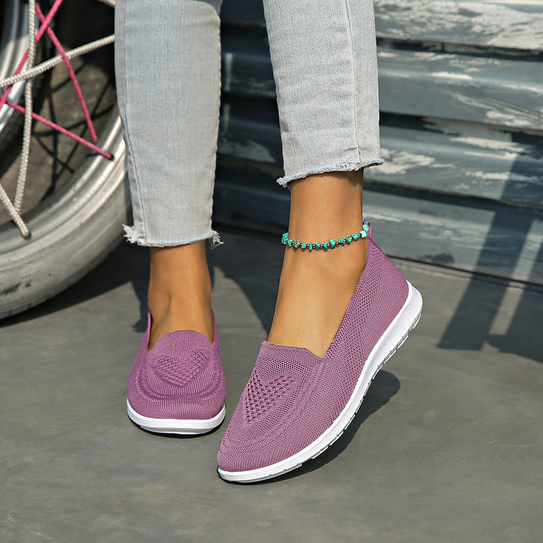 Slip On Sneakers Women - Breathable Knit Walking Shoes Lightweight