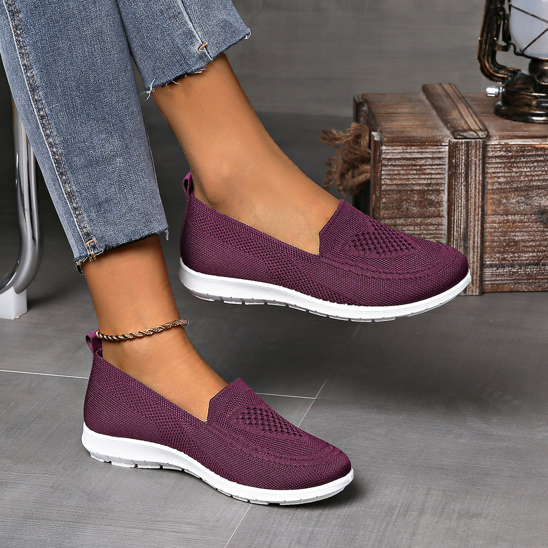 Slip On Sneakers Women - Breathable Knit Walking Shoes Lightweight