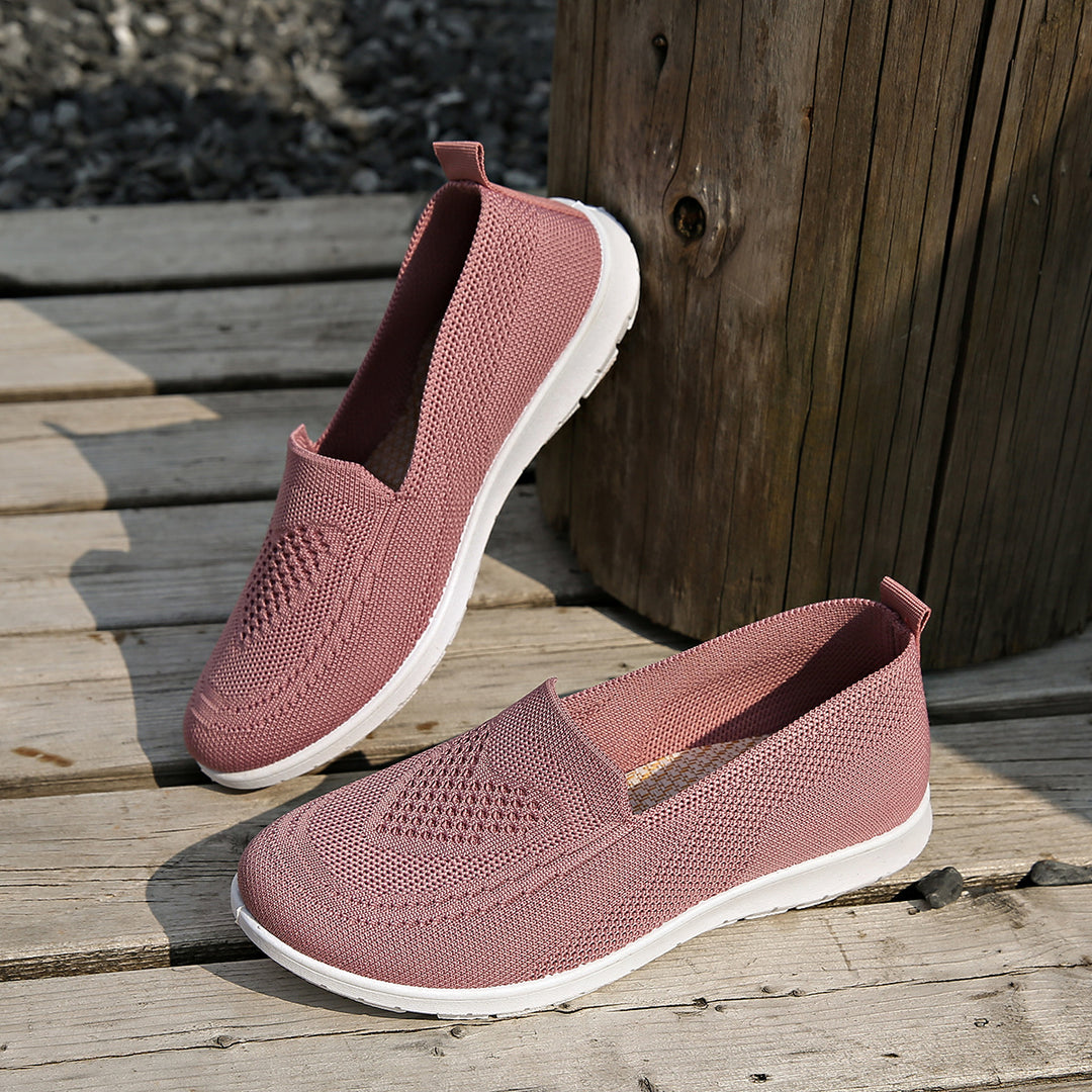 Slip On Sneakers Women - Breathable Knit Walking Shoes Lightweight