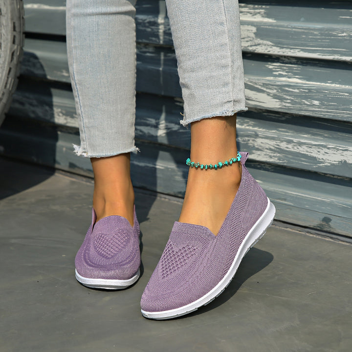 Slip On Sneakers Women - Breathable Knit Walking Shoes Lightweight