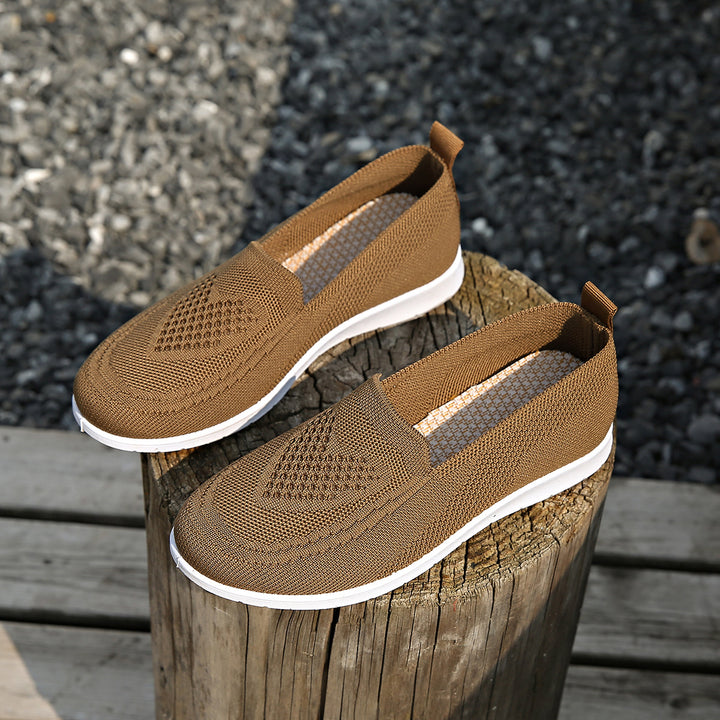 Slip On Sneakers Women - Breathable Knit Walking Shoes Lightweight