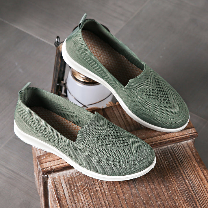 Slip On Sneakers Women - Breathable Knit Walking Shoes Lightweight