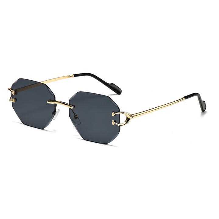 Rimless Sunglasses - Geometric Diamond Cut Lens