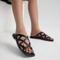 Woven Flat Sandals Women - Lattice Cutout Slide Summer Shoes